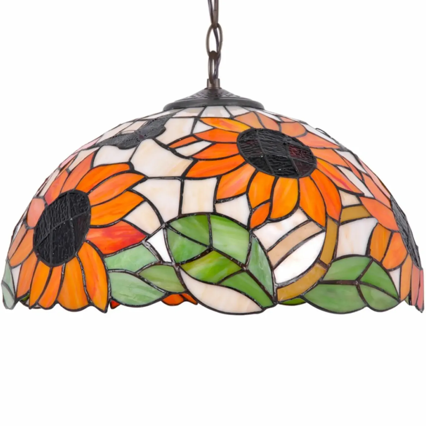 Witrażowa lampa wisząca, regulowana wysokość K-P16814 z serii SUNFLOWER*Sklep Kaja Sale