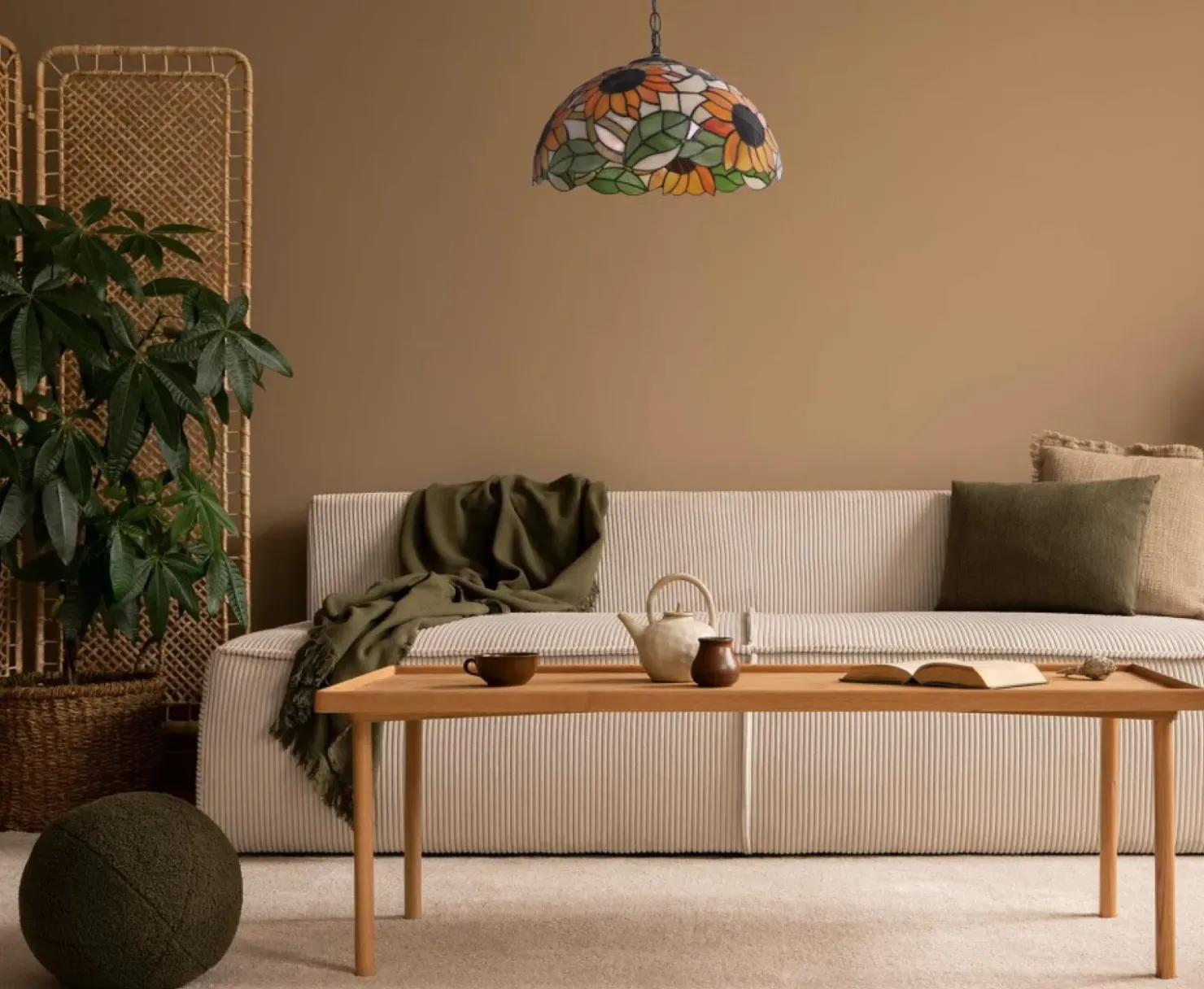 Witrażowa lampa wisząca, regulowana wysokość K-P16814 z serii SUNFLOWER*Sklep Kaja Sale