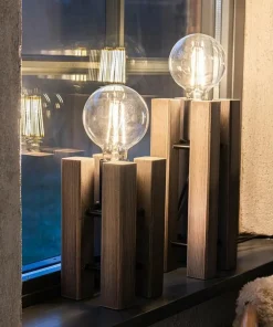 Wąska, drewniana, rustykalna lampka stołowa 108758 LODGE | Kaja*Sklep Kaja Hot