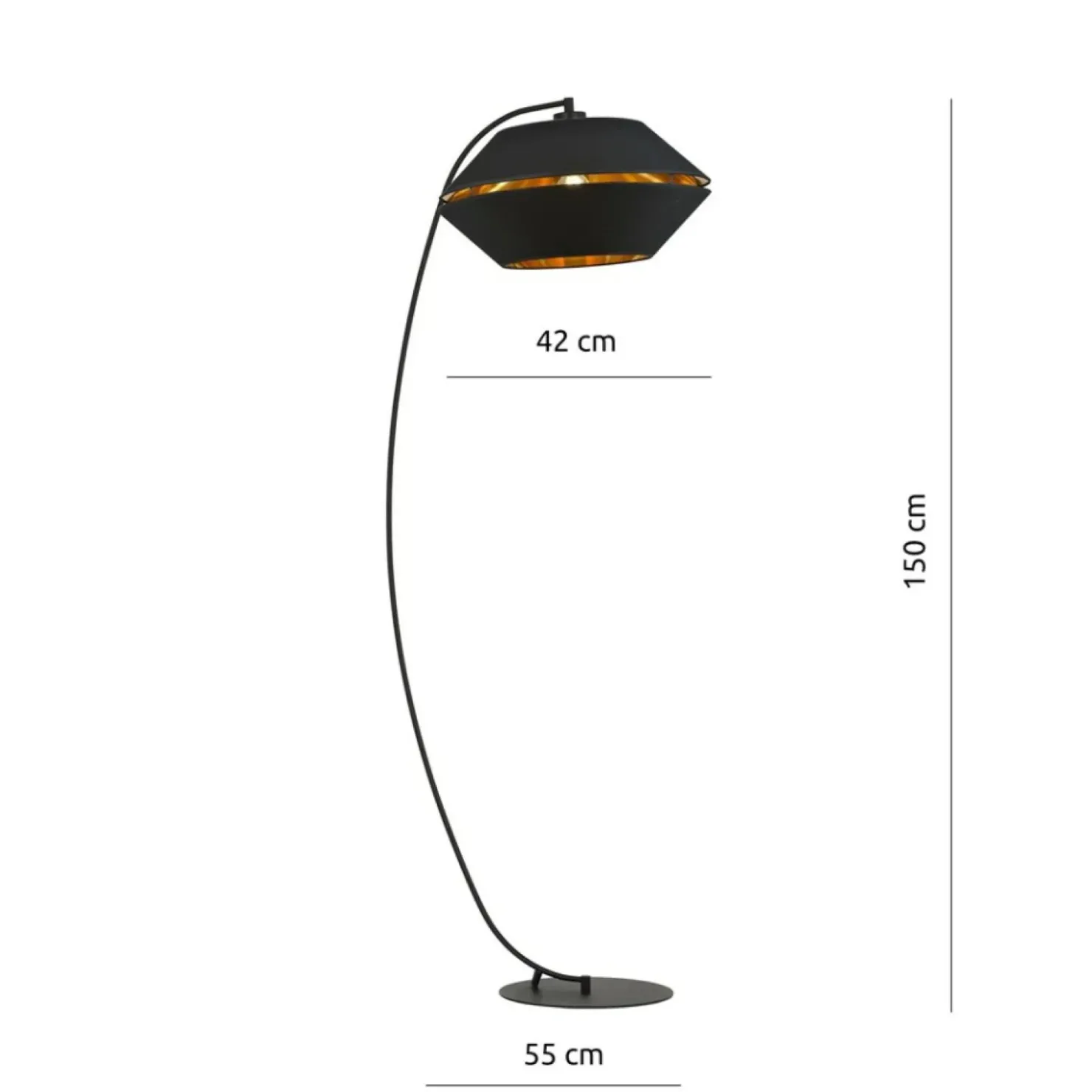 Wygięta lampa z abażurem ze złotym wnętrzem 1183/LP z serii PIANO*Sklep Kaja Cheap