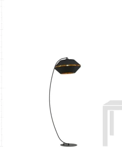 Wygięta lampa z abażurem ze złotym wnętrzem 1183/LP z serii PIANO*Sklep Kaja Cheap
