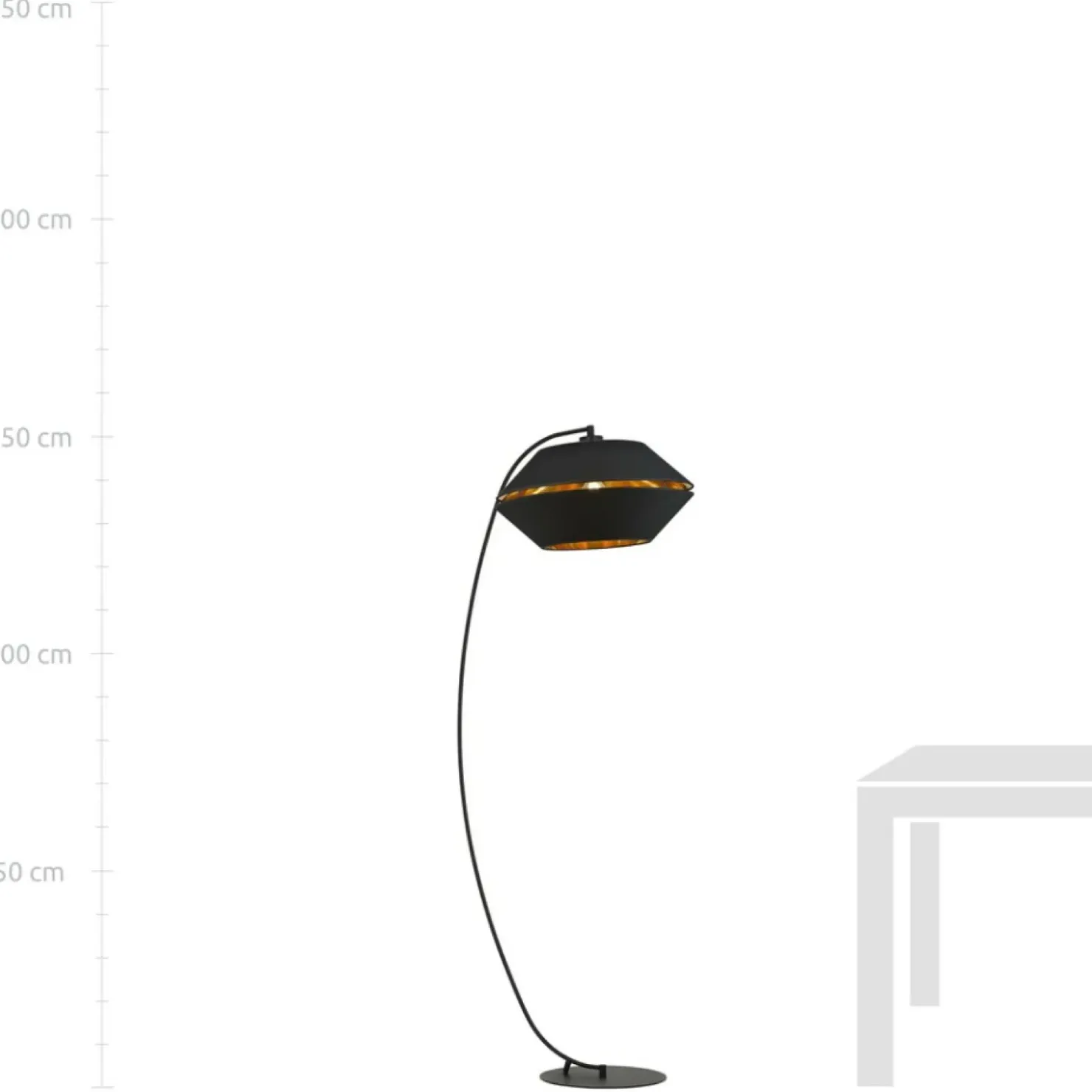Wygięta lampa z abażurem ze złotym wnętrzem 1183/LP z serii PIANO*Sklep Kaja Cheap