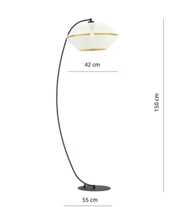 Wygięta, ozdobna lampa stojąca z białym abażurem 1184/LP z serii MALIA*Sklep Kaja Flash Sale