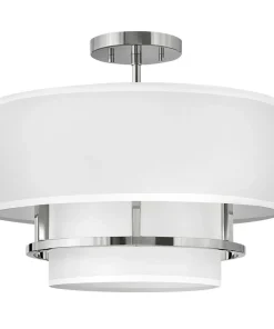 Clearance Sklep Kaja Wyjątkowa lampa z białym abażurem HK-GRAHAM-M-PN z serii GRAHAM polerowanynikiel