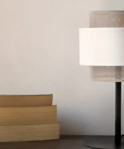 Wyjątkowa lampka stołowa z dwuczęściowym abażurem K-5276 z serii CEZAR*Sklep Kaja Outlet