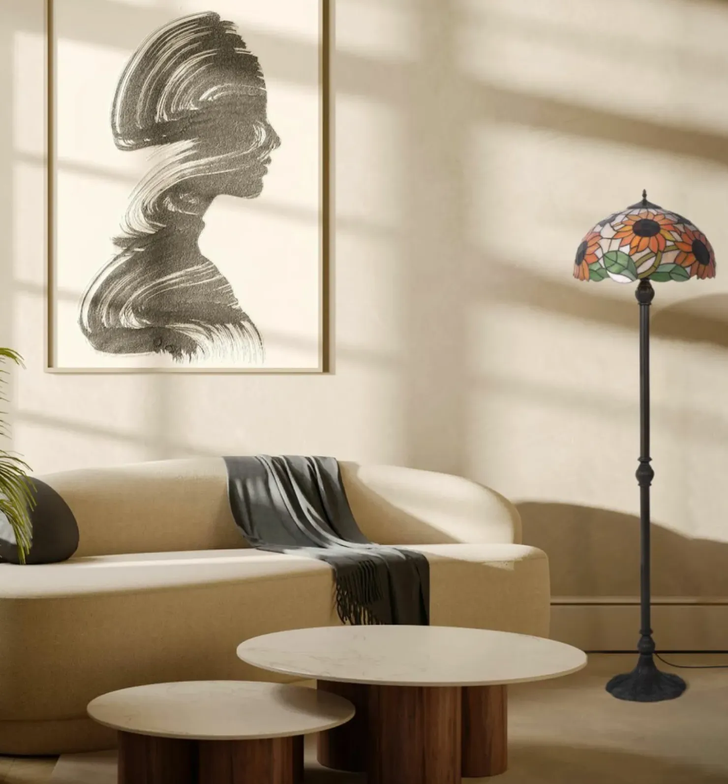 Wysoka lampa podłogowa z okazałym kloszem K-F16814 z serii SUNFLOWER*Sklep Kaja New