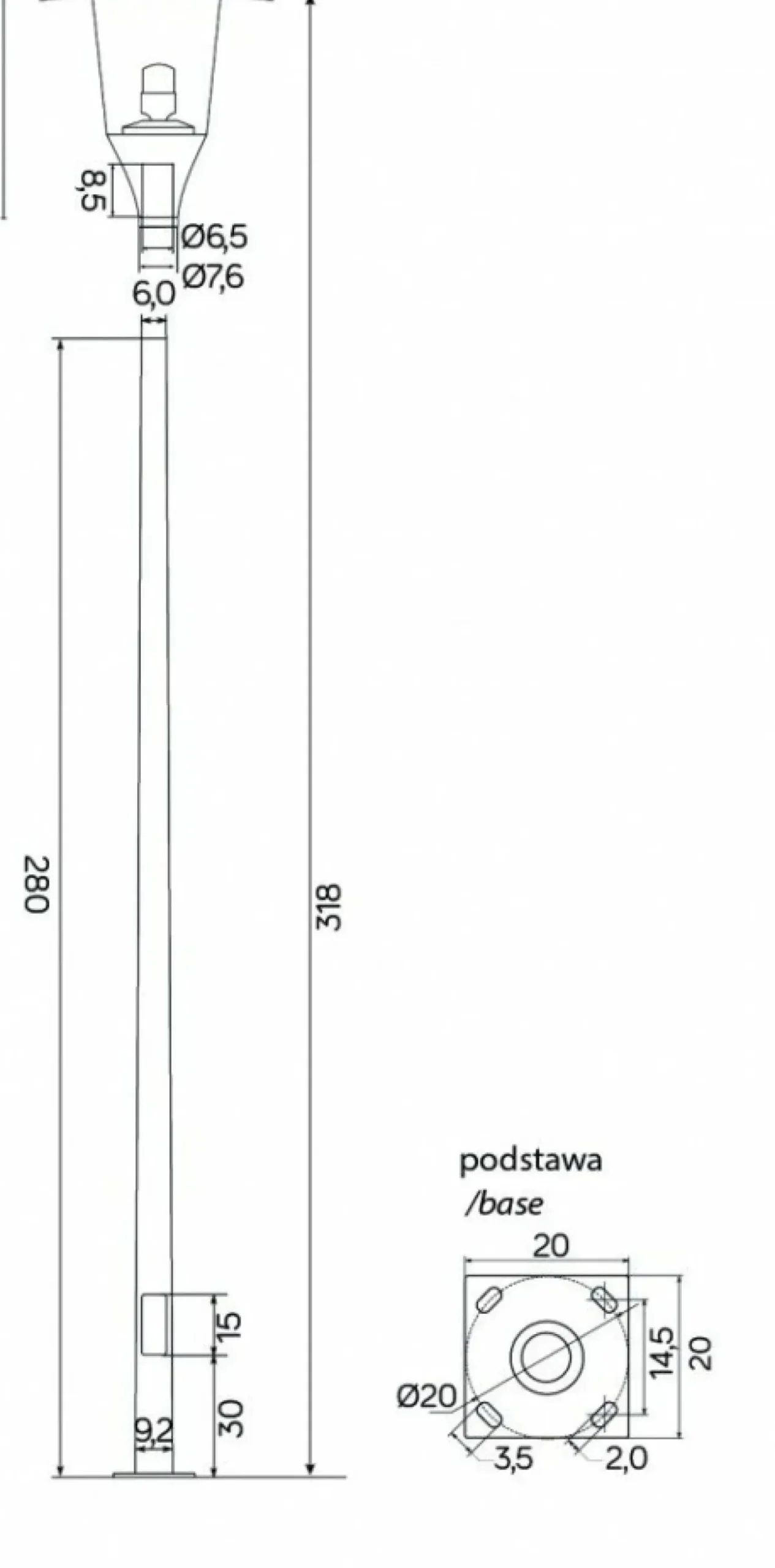 Wysoka, trzymetrowa lampa ogrodowa, gwint E27 MTS-ME27 z serii METIS | Kaja Oświ*Sklep Kaja Flash Sale