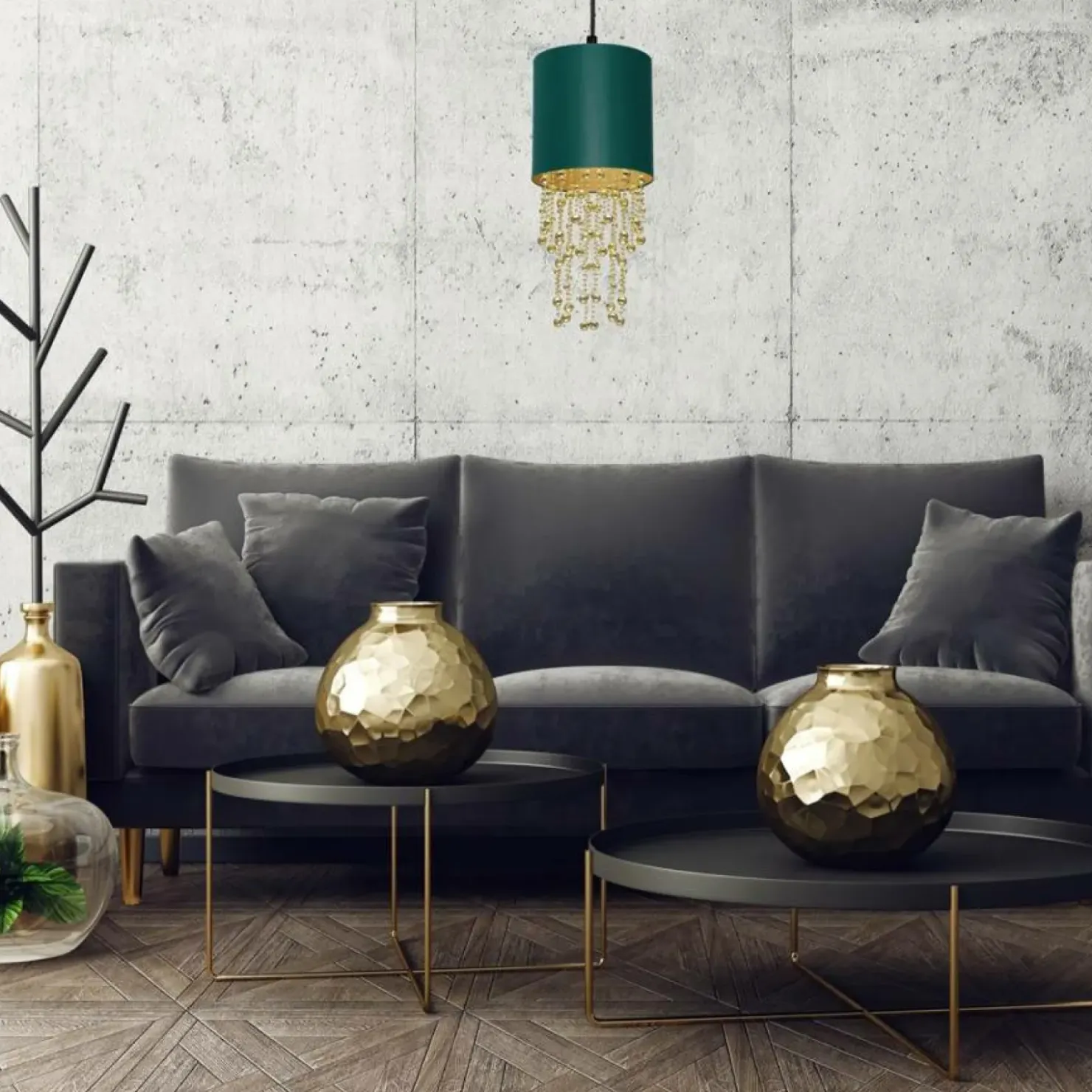 Wytworna lampa wisząca w zielonym kolorze MLP6449 z serii ALMERIA | Kaja Oświetl*Sklep Kaja Cheap