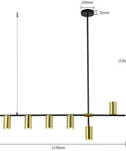 Clearance Sklep Kaja Żyrandol nad stół w jadalni LP-074/6PL BK/GD ARIZONA | Kaja