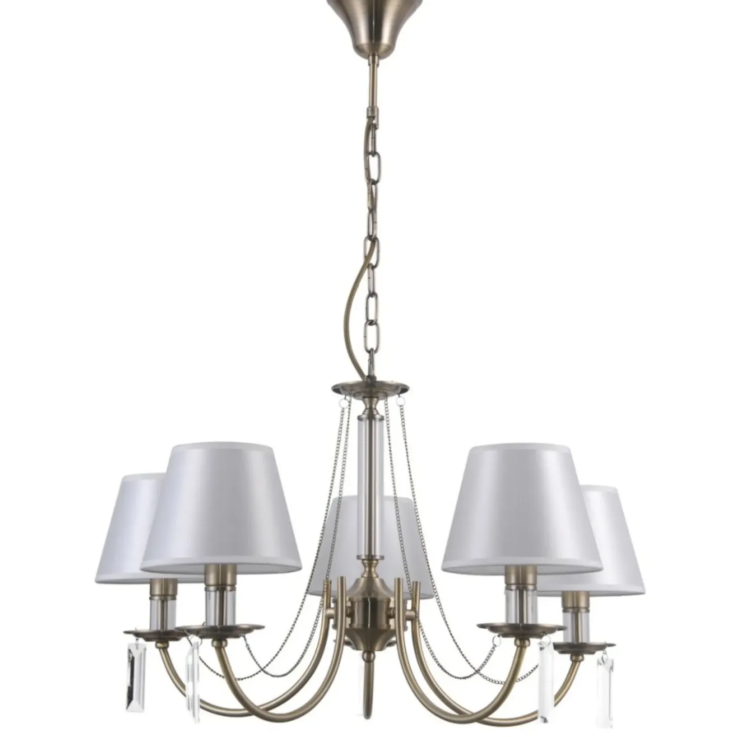 Żyrandol z białymi abażurami PND-28366-5 SOLANA | Kaja Oświetlenie*Sklep Kaja Outlet