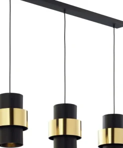 Outlet Sklep Kaja Żyrandol z czarno-złotymi abażurami TK 4378 CALISTO | Kaja Oświetlenie