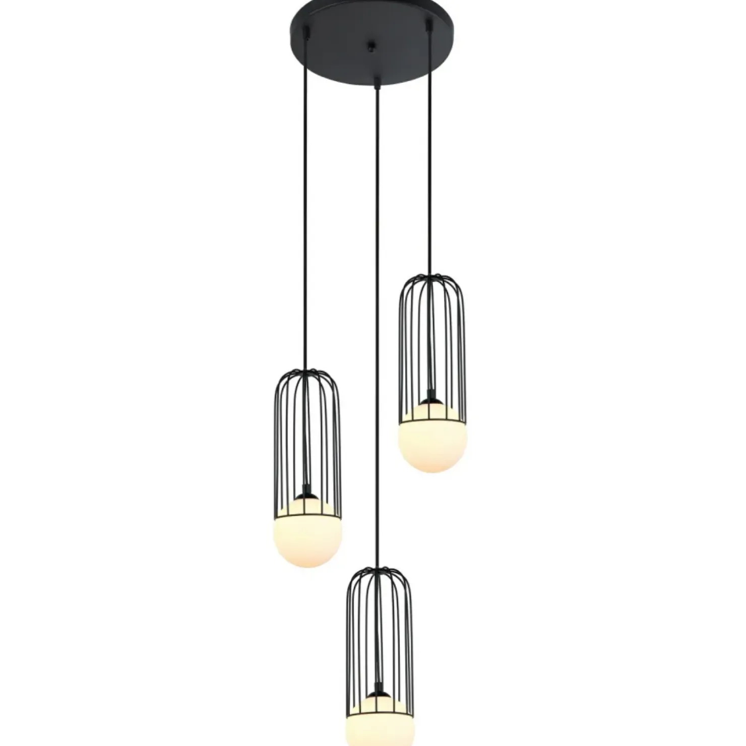 Store Sklep Kaja Żyrandol z drucianymi kloszami MDM-3938/3 BK SIMON | Kaja Oświetlenie