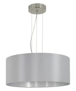 Store Sklep Kaja Żyrandol z szaro-srebrnym abażurem ⌀53cm 31606 MASERLO | Kaja