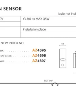 Zewnętrzna lampa ścienna z czujnikiem ruchu AZ4695 GORAN | Kaja*Sklep Kaja Cheap