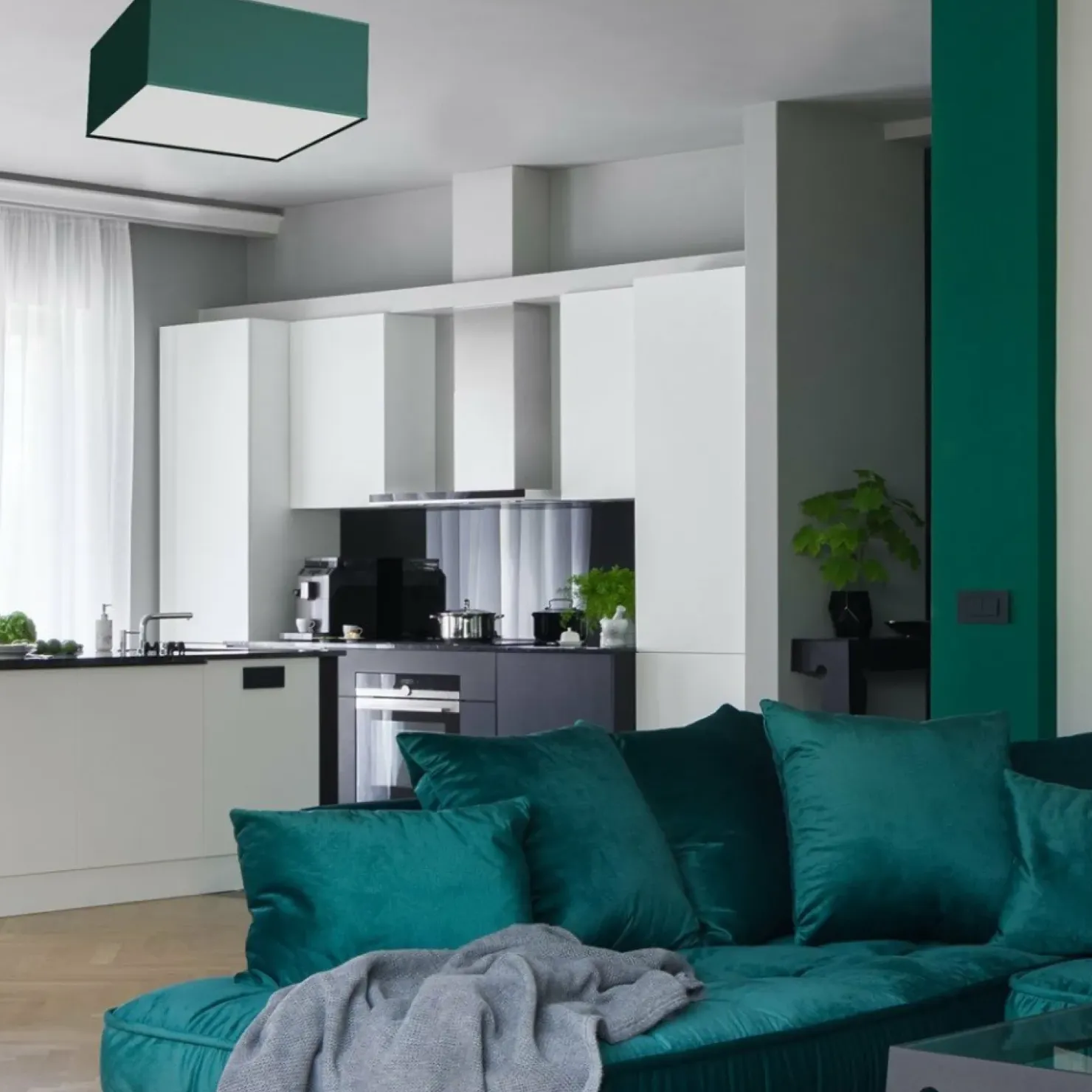 Zielona lampa sufitowa, prostokątny plafon MLP7875 z serii VERDE | Kaja Oświetle*Sklep Kaja New