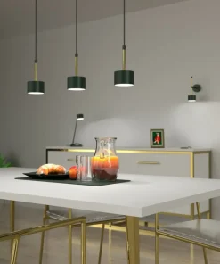 Store Sklep Kaja Zielona lampa ze złotymi elementami MLP7767 z serii ARENA | Kaja Oświetlenie