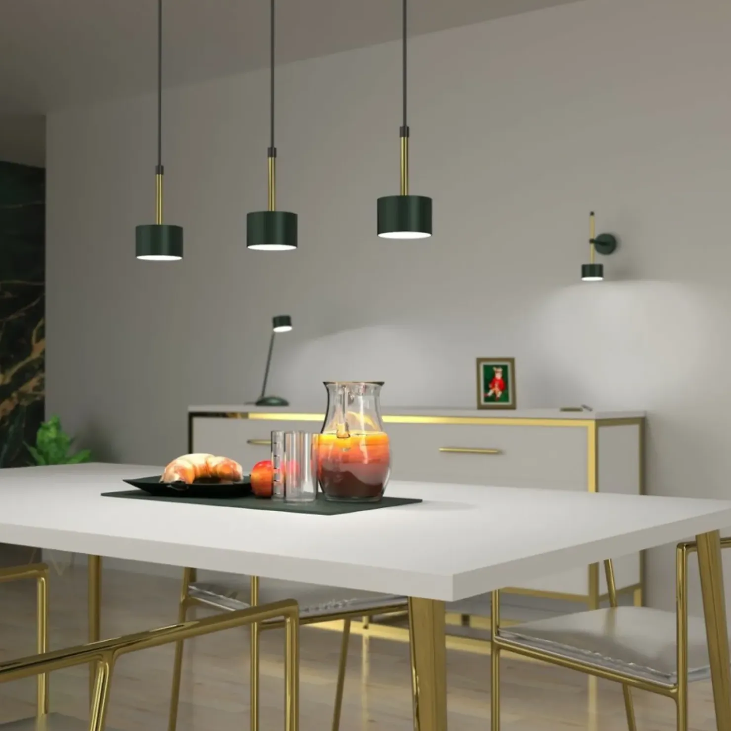 Store Sklep Kaja Zielona lampa ze złotymi elementami MLP7767 z serii ARENA | Kaja Oświetlenie