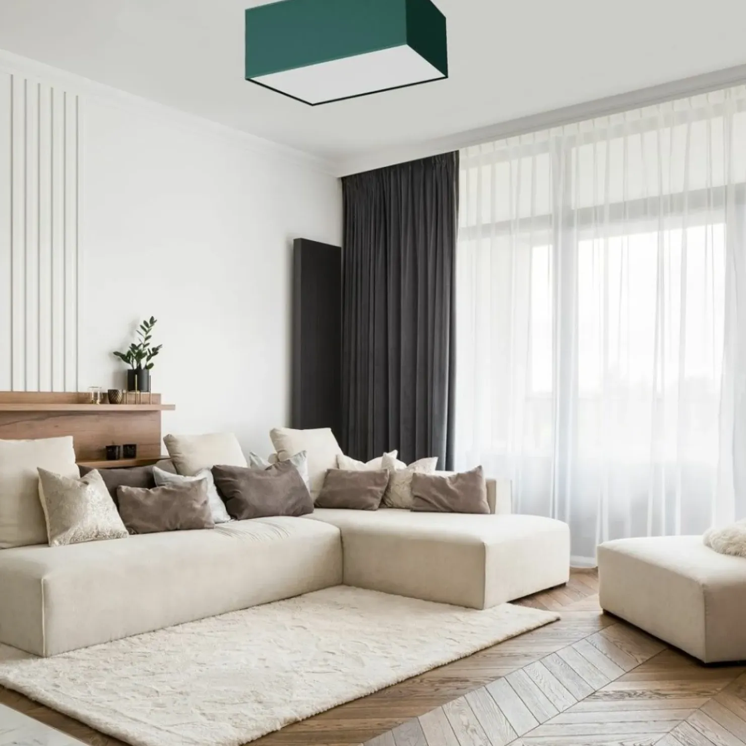 Zielona, prostokątna lampa sufitowa do korytarza MLP7874 z serii VERDE | Kaja Oś*Sklep Kaja Best Sale