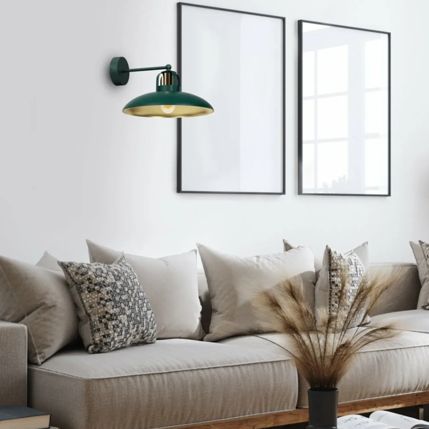 Zielono-złota lampa ścienna, na jedną żarówkę MLP7707 z serii FELIX | Kaja Oświe*Sklep Kaja Store