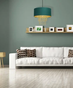 Zielono-złota lampa wisząca z kryształkami MLP6451 z serii ALMERIA | Kaja Oświet*Sklep Kaja Sale