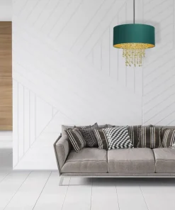 Zielono-złota lampa wisząca z kryształkami MLP6451 z serii ALMERIA | Kaja Oświet*Sklep Kaja Sale