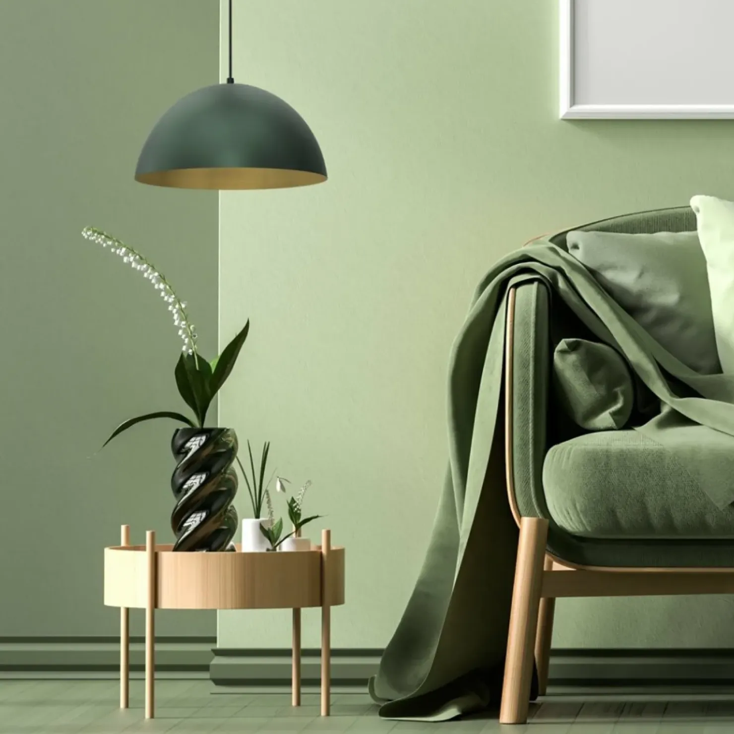 Clearance Sklep Kaja Zielono-złota lampa wisząca, średnica klosza 35cm MLP8286 z serii BETA | Kaja Oś