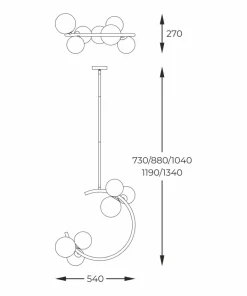 Clearance Sklep Kaja Złota lampa na sztywnym zwisie P0454-06Q-F7AA MOLECULE | Kaja