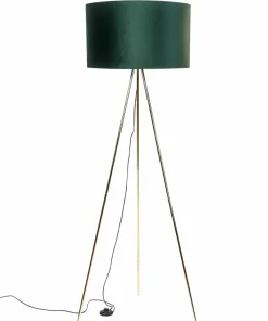 Złota lampa stojąca trójnóg z abażurem H06-GD-GR INGA | Kaja*Sklep Kaja Best Sale