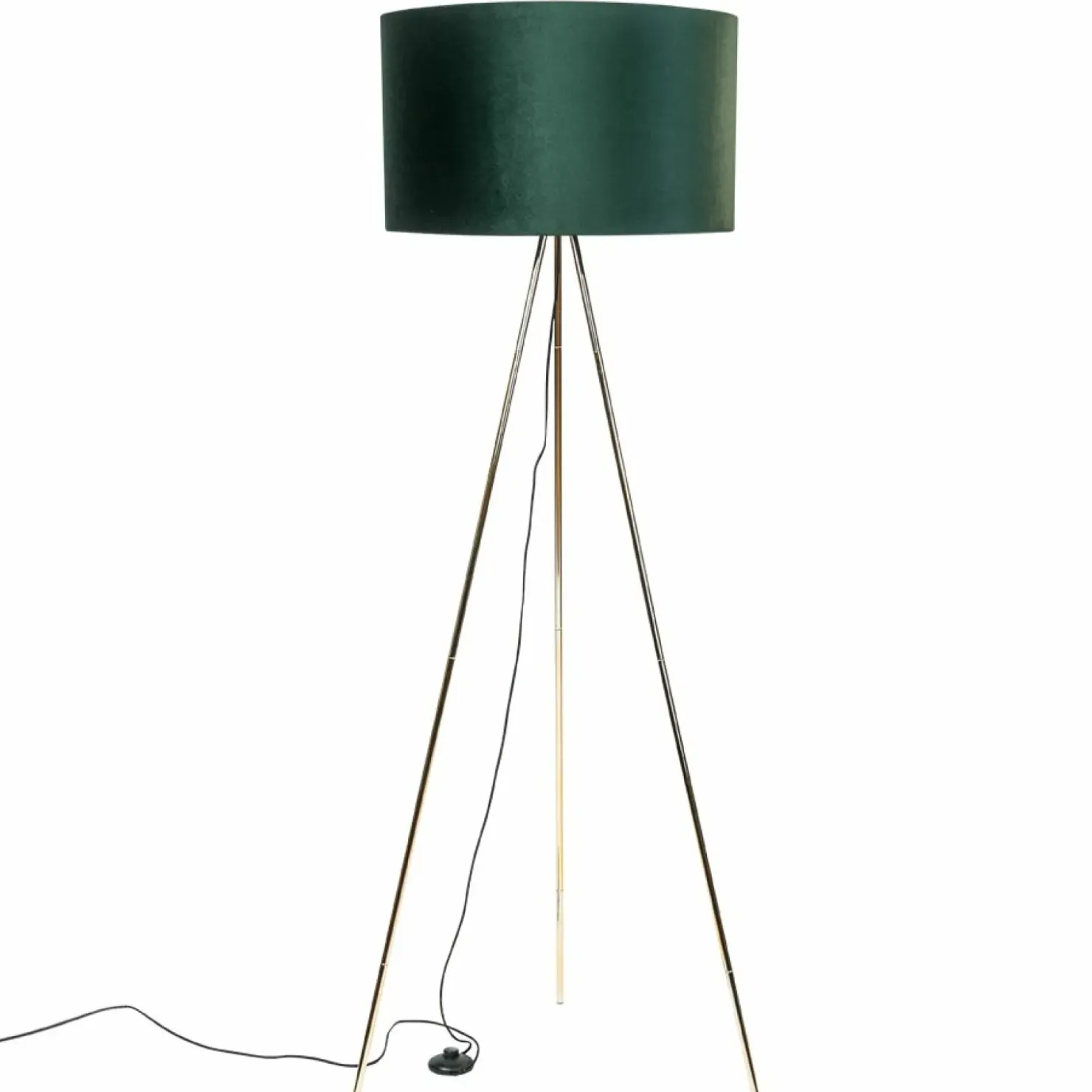 Złota lampa stojąca trójnóg z abażurem H06-GD-GR INGA | Kaja*Sklep Kaja Best Sale