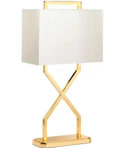 Złota lampa stołowa z abażurem CROSS-TL-IVORY z serii CROSS*Sklep Kaja Best