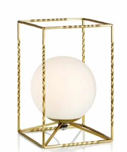 Złota lampa stołowa z białym kloszem w oprawie 107817 | Kaja*Sklep Kaja Sale