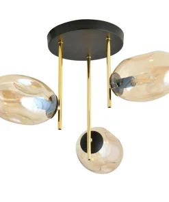 Outlet Sklep Kaja Złota lampa sufitowa z miodowymi kloszami 1275/3 z serii ARGO | Kaja
