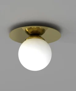 Sale Sklep Kaja Złota lampa sufitowa z mlecznym kloszem MLP7968 z serii PLATO | Kaja Oświetlenie