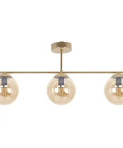Clearance Sklep Kaja Złota lampa sufitowa z trzema miodowymi kloszami K-5412 z serii GRAND