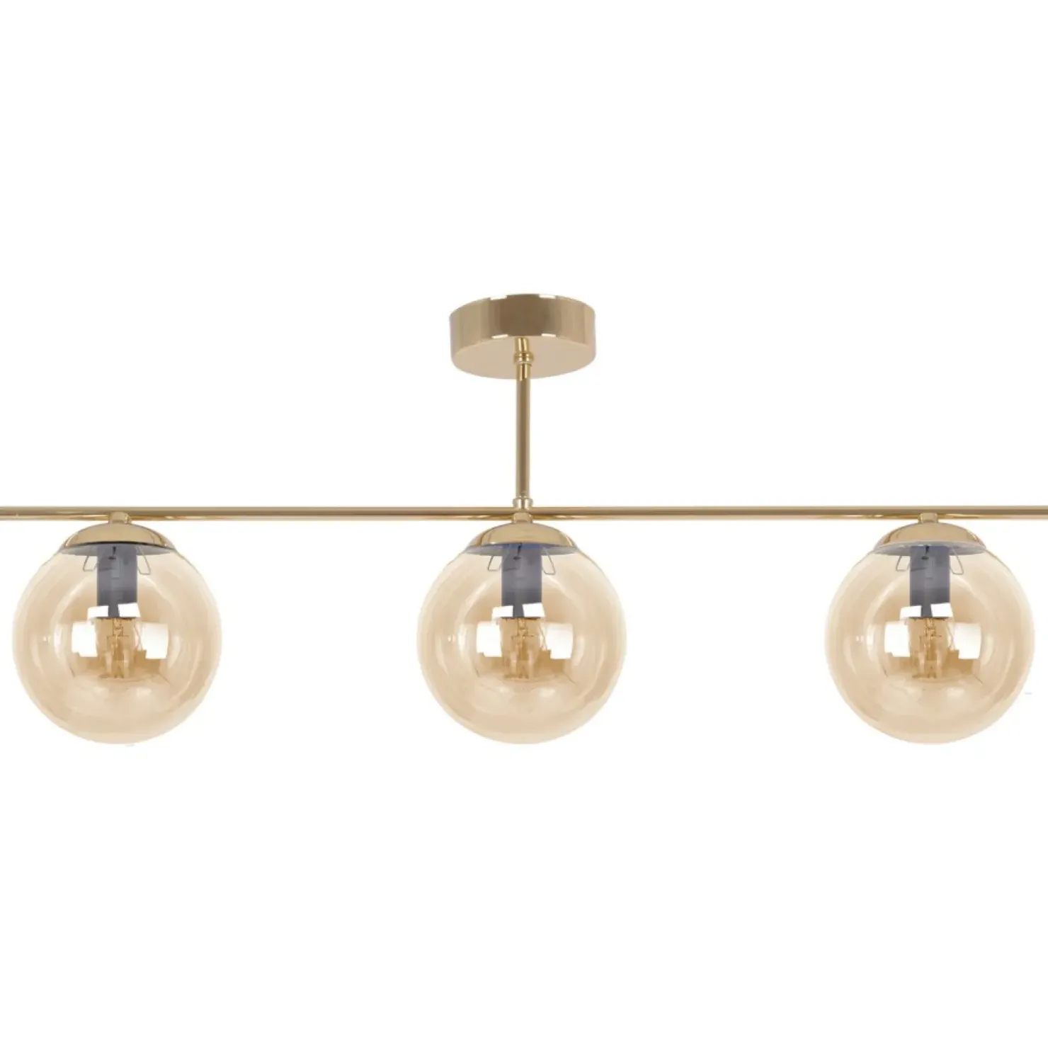Clearance Sklep Kaja Złota lampa sufitowa z trzema miodowymi kloszami K-5412 z serii GRAND