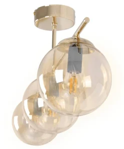 Clearance Sklep Kaja Złota lampa sufitowa z trzema miodowymi kloszami K-5412 z serii GRAND