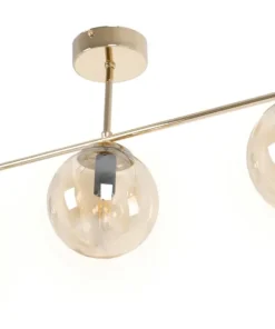 Clearance Sklep Kaja Złota lampa sufitowa z trzema miodowymi kloszami K-5412 z serii GRAND