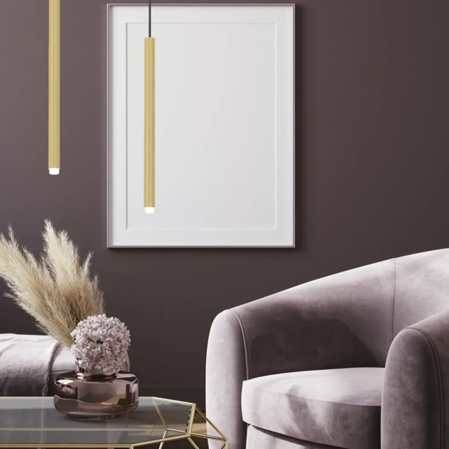 Clearance Sklep Kaja Złota lampa wisząca, długa tuba na G9 MLP8839 z serii MONZA | Kaja Oświetlenie