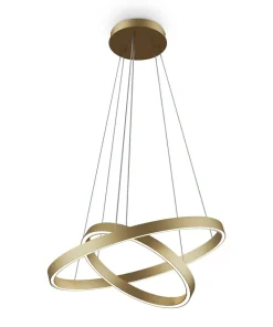 Store Sklep Kaja Złota lampa wisząca, dwa ledowe ringi MOD058PL-L55BS3K z serii RIM