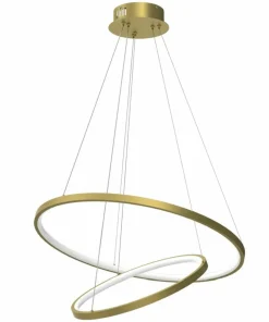 Fashion Sklep Kaja Złota lampa wisząca, dwie ledowe obręcze ML7944 ROTONDA | Kaja
