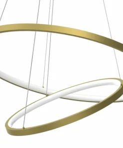 Fashion Sklep Kaja Złota lampa wisząca, dwie ledowe obręcze ML7944 ROTONDA | Kaja