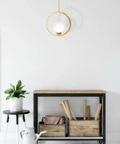 Shop Sklep Kaja Złota lampa wisząca z białym kulistym kloszem MLP5573 z serii VIENNA | Kaja Oświ