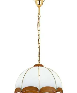 Złota lampa wisząca z elementami z drewna AL 762 | Kaja*Sklep Kaja Outlet