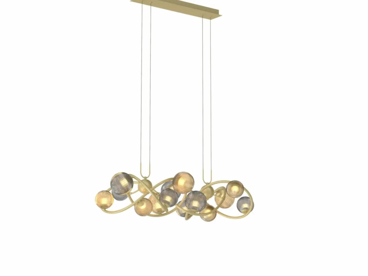 Sale Sklep Kaja Złota lampa wisząca z ryflowanymi kloszami WF 7015-1404 METZ | Kaja