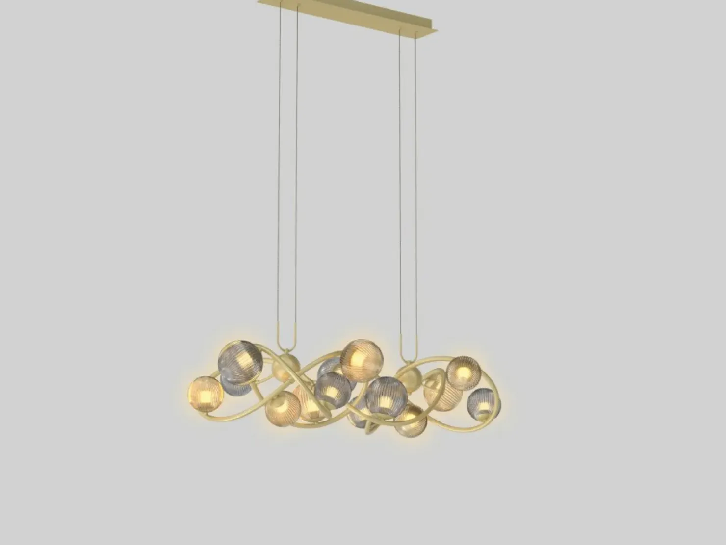 Sale Sklep Kaja Złota lampa wisząca z ryflowanymi kloszami WF 7015-1404 METZ | Kaja