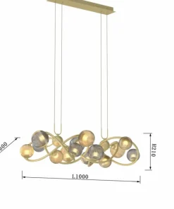 Sale Sklep Kaja Złota lampa wisząca z ryflowanymi kloszami WF 7015-1404 METZ | Kaja