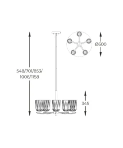 Online Sklep Kaja Złota lampa z kryształowymi kloszami P0590-05B-V7AC TAZZA | Kaja