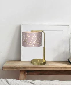 Złota lampka nocna z różowym abażurem MLP7592 ZIGGY | Kaja Oświetlenie*Sklep Kaja Discount