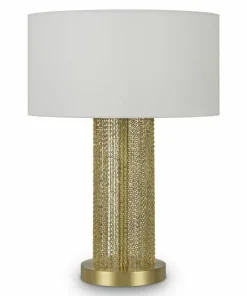 Złota lampka stołowa z białym abażurem MOD151TL-01G z serii IMPRESSIVE*Sklep Kaja Hot
