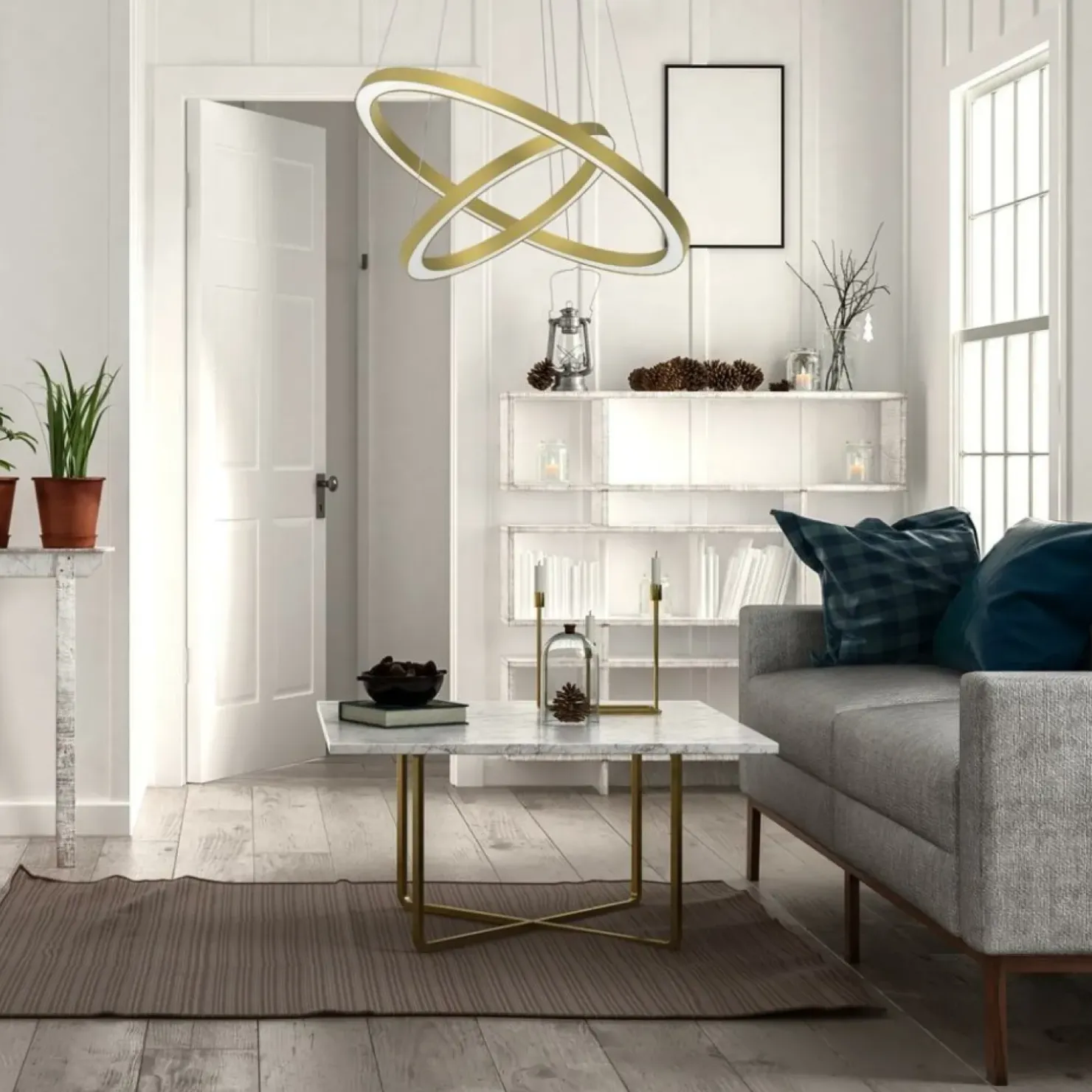 Discount Sklep Kaja Złota, matowa lampa wisząca, dwa okręgi ML8423 z serii GALAXIA | Kaja Oświetleni
